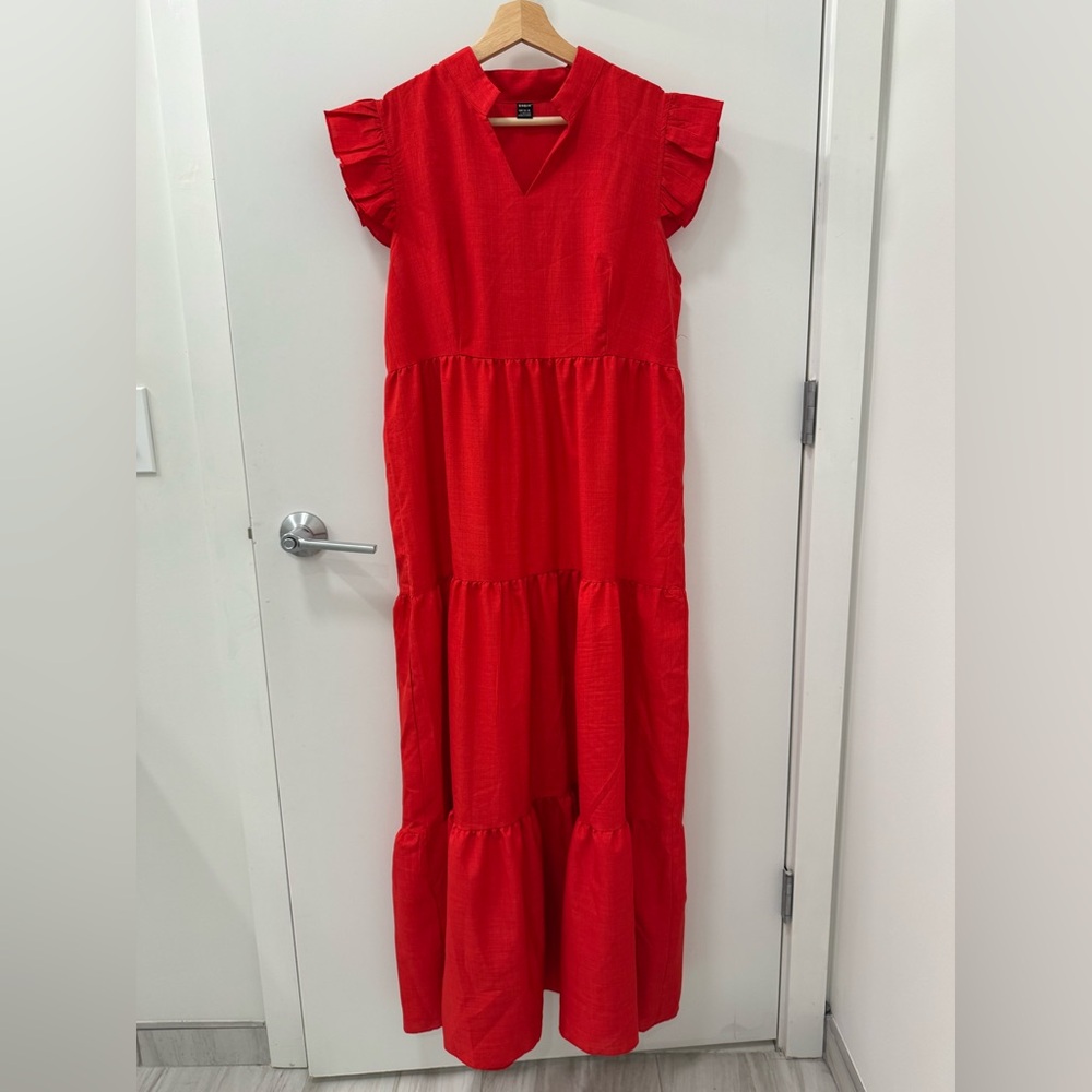 TIERED DRESS WITH RUFFLE SLEEVES - Picture 2 of 4